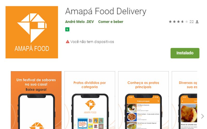 Tela do aplicativo Amapá Food
