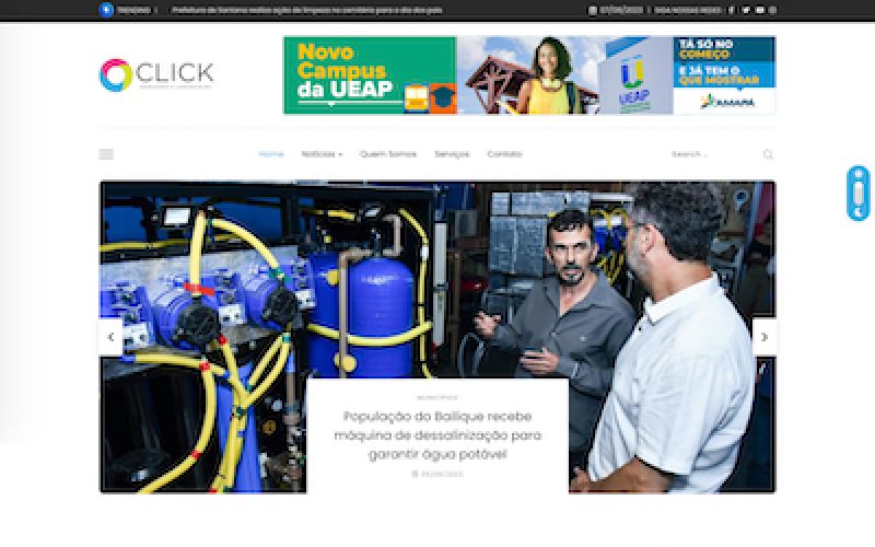 Captura do site Click Assessoria e Comunicação