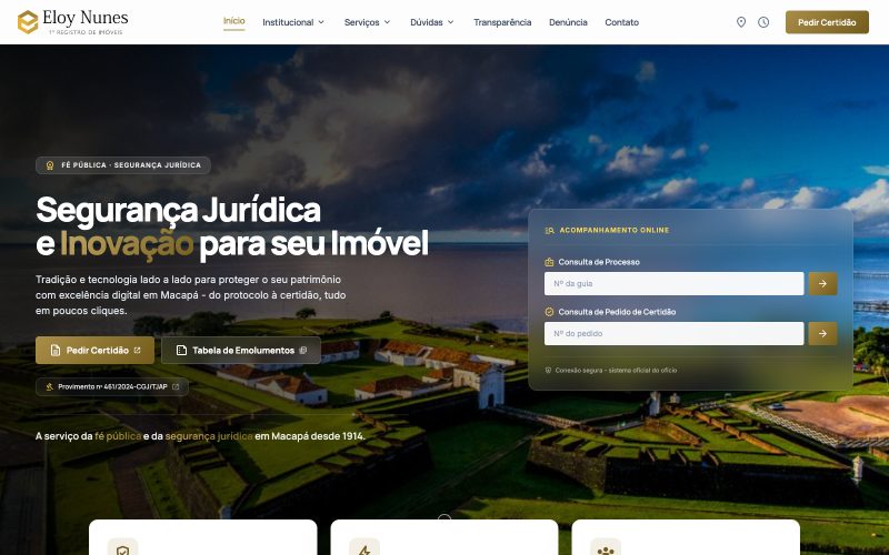 Captura do site 1º Registro de Imóveis de Macapá