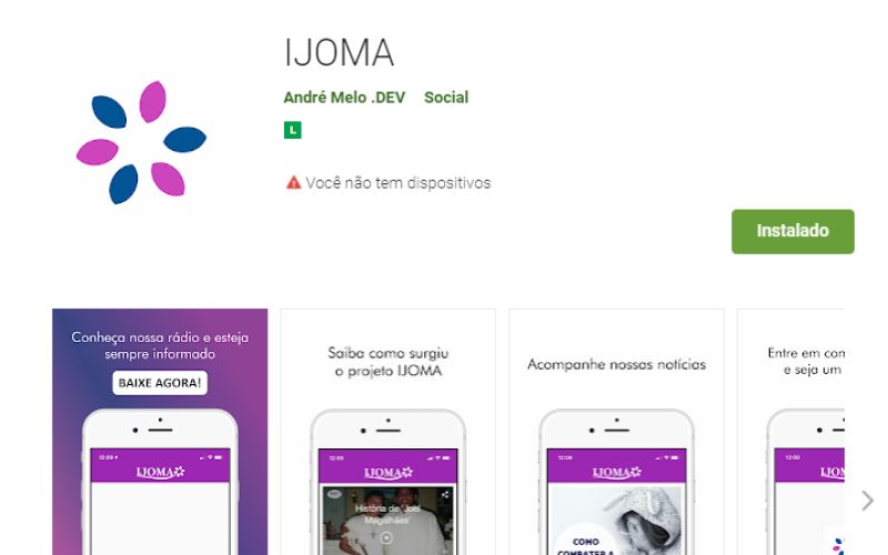 Tela do aplicativo IJOMA