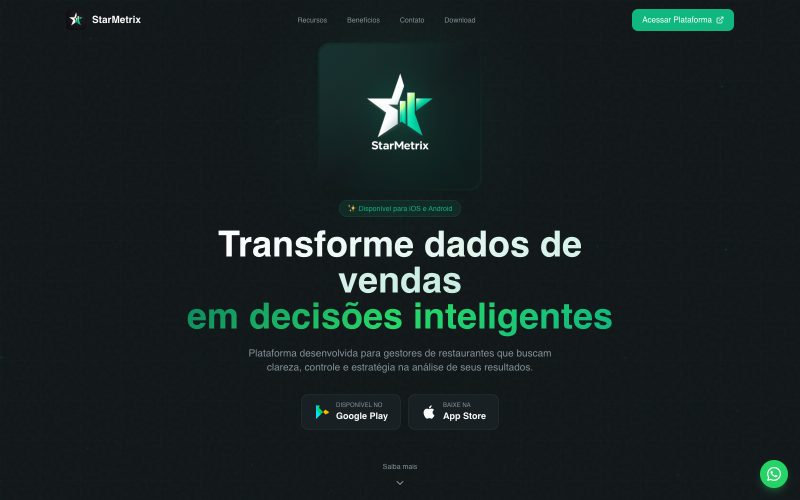 Tela do aplicativo StarMetrix